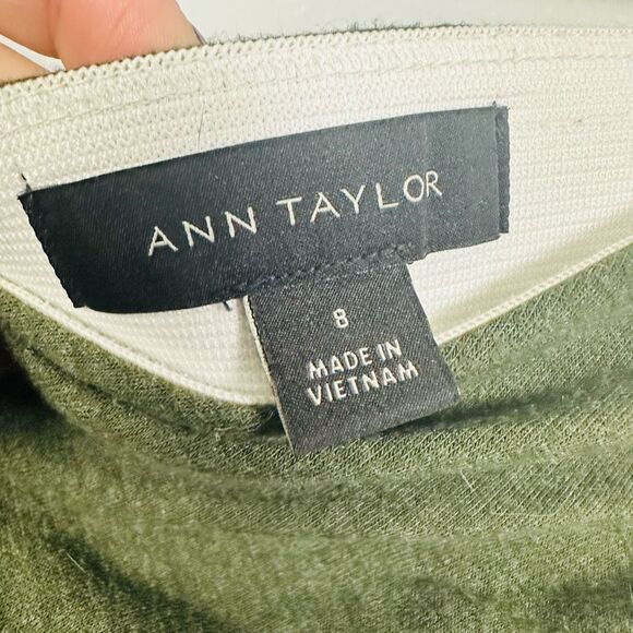 Ann Taylor Dark Green Ruched Long Knit Dress Skirt Size 8 - Picture 9 of 12